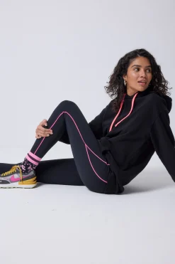 Women Scamp & Dude Black with Neon Piping Full Length Active Leggings