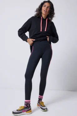 Women Scamp & Dude Black with Neon Piping Full Length Active Leggings