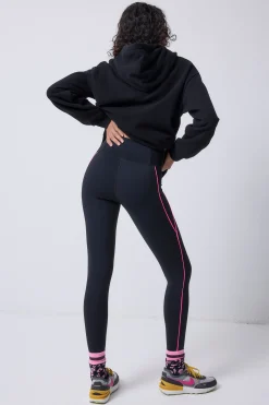 Women Scamp & Dude Black with Neon Piping Full Length Active Leggings