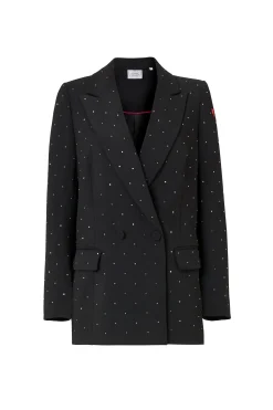 Women Scamp & Dude Black with Pewter Embellished Stud Detail Tailored Blazer
