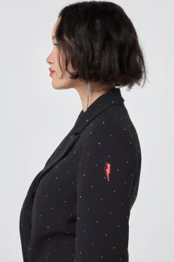 Women Scamp & Dude Black with Pewter Embellished Stud Detail Tailored Blazer