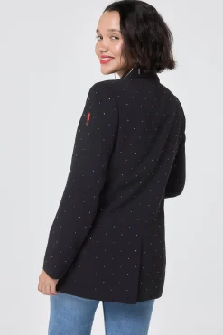 Women Scamp & Dude Black with Pewter Embellished Stud Detail Tailored Blazer