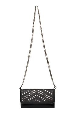 Women Scamp & Dude Black with Pewter Lightning Bolt Laser Cut Clutch Bag