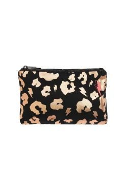 Women Scamp & Dude Black with Rose Gold Leopard Small Swag Bag