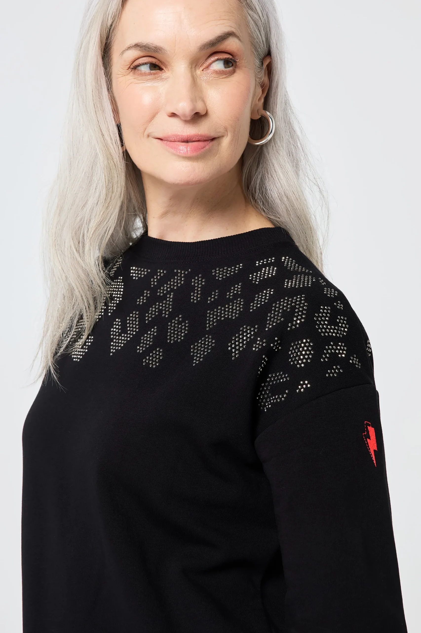 Women Scamp & Dude Black with Silver Studded Leopard Oversized Tunic