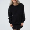 Women Scamp & Dude Black with Studded Leopard Oversized Sweatshirt