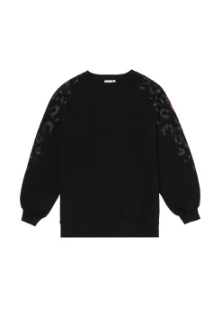 Women Scamp & Dude Black with Studded Leopard Oversized Sweatshirt