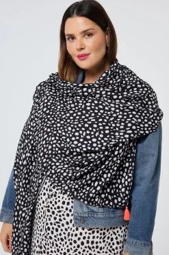 Women Scamp & Dude Black with White Cheetah Charity Super Scarf
