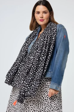 Women Scamp & Dude Black with White Cheetah Charity Super Scarf