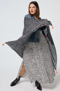 Women Scamp & Dude Black with White Cheetah Charity Super Scarf