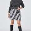 Women Scamp & Dude Black with White Lightning Bolt Sequin Mini Skirt