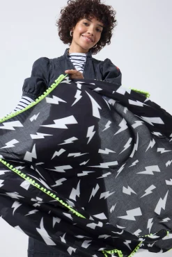 Women Scamp & Dude Black with White Lightning Bolt Charity Super Scarf