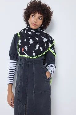 Women Scamp & Dude Black with White Lightning Bolt Charity Super Scarf