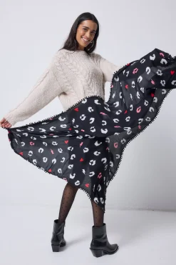 Women Scamp & Dude Black with White Love Leopard Charity Super Scarf
