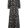 Women Scamp & Dude Black with White Star Tie Front Maxi Dress