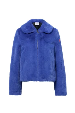 Women Scamp & Dude Blue Faux Fur Jacket