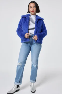 Women Scamp & Dude Blue Faux Fur Jacket