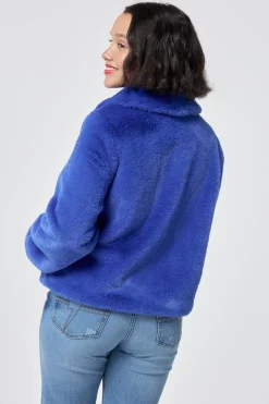 Women Scamp & Dude Blue Faux Fur Jacket