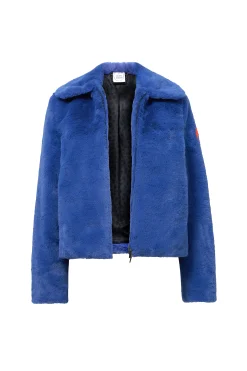 Women Scamp & Dude Blue Faux Fur Jacket