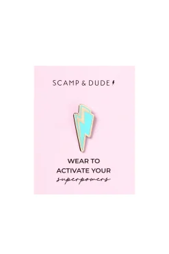 Women Scamp & Dude Blue Lightning Bolt Pin Badge