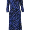 Women Scamp & Dude Blue with Black Shadow Tiger Split Hem Midi Dress