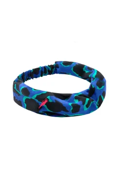 Women Scamp & Dude Blue with Green and Black Leopard Headband