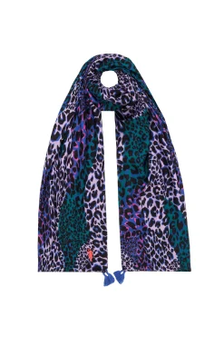 Women Scamp & Dude Blue with Green and Lilac Spliced Leopard Charity Super Scarf