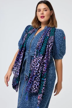 Women Scamp & Dude Blue with Green and Lilac Spliced Leopard Charity Super Scarf