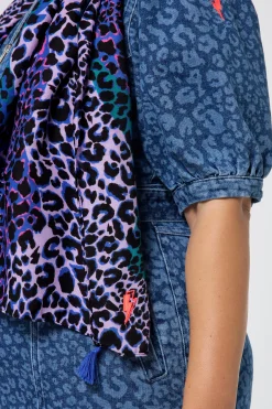 Women Scamp & Dude Blue with Green and Lilac Spliced Leopard Charity Super Scarf