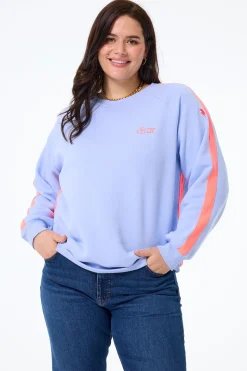 Women Scamp & Dude Blue with Neon Coral Colourblock Relaxed Sweatshirt