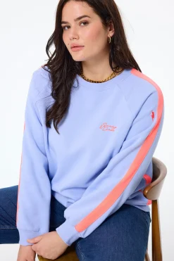 Women Scamp & Dude Blue with Neon Coral Colourblock Relaxed Sweatshirt
