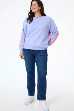 Women Scamp & Dude Blue with Neon Coral Colourblock Relaxed Sweatshirt