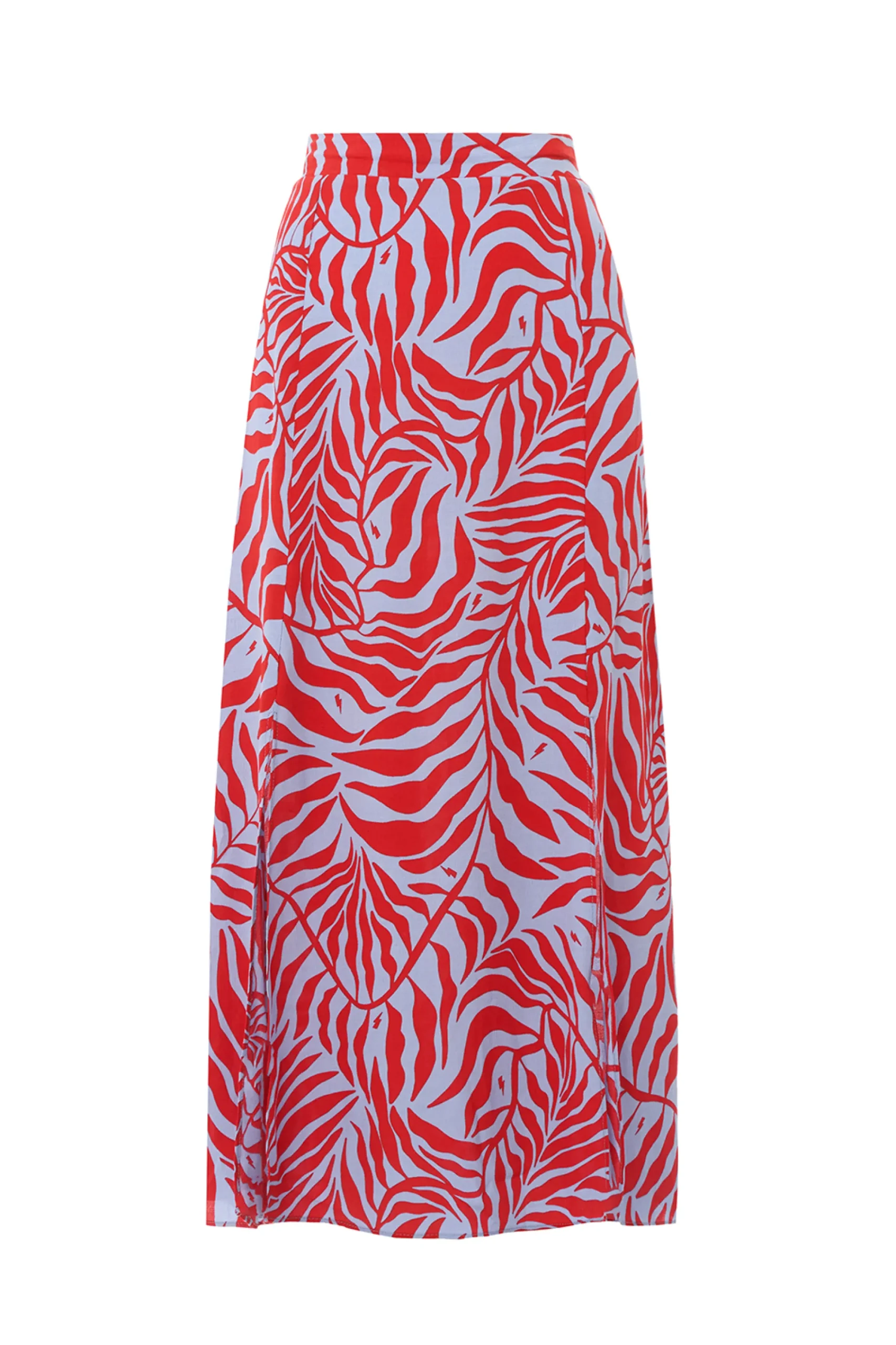 Women Scamp & Dude Blue with Red Palm Split Front Skirt