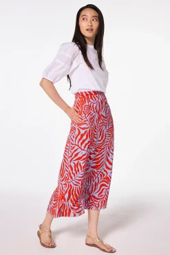 Women Scamp & Dude Blue with Red Palm Split Front Skirt