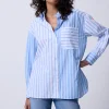 Women Scamp & Dude Blue with White Stripe Oversized Shirt