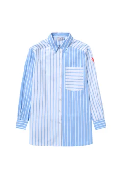 Women Scamp & Dude Blue with White Stripe Oversized Shirt