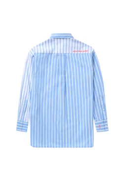 Women Scamp & Dude Blue with White Stripe Oversized Shirt