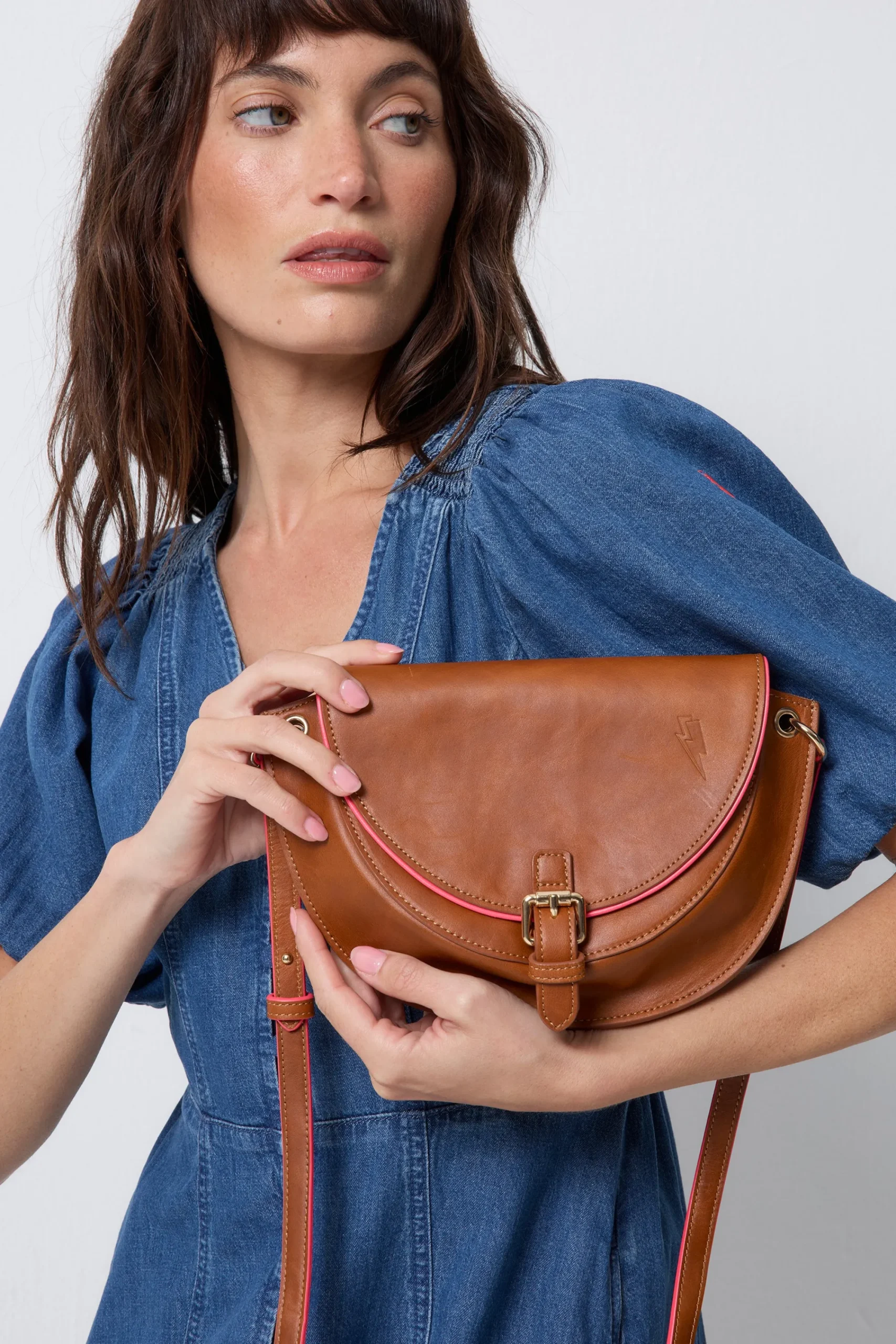 Women Scamp & Dude Brown Leather Saddle Bag