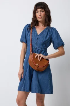 Women Scamp & Dude Brown Leather Saddle Bag