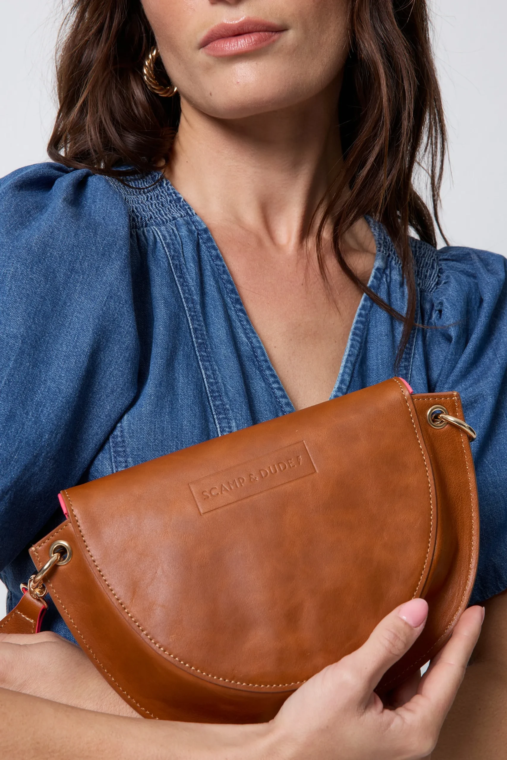 Women Scamp & Dude Brown Leather Saddle Bag