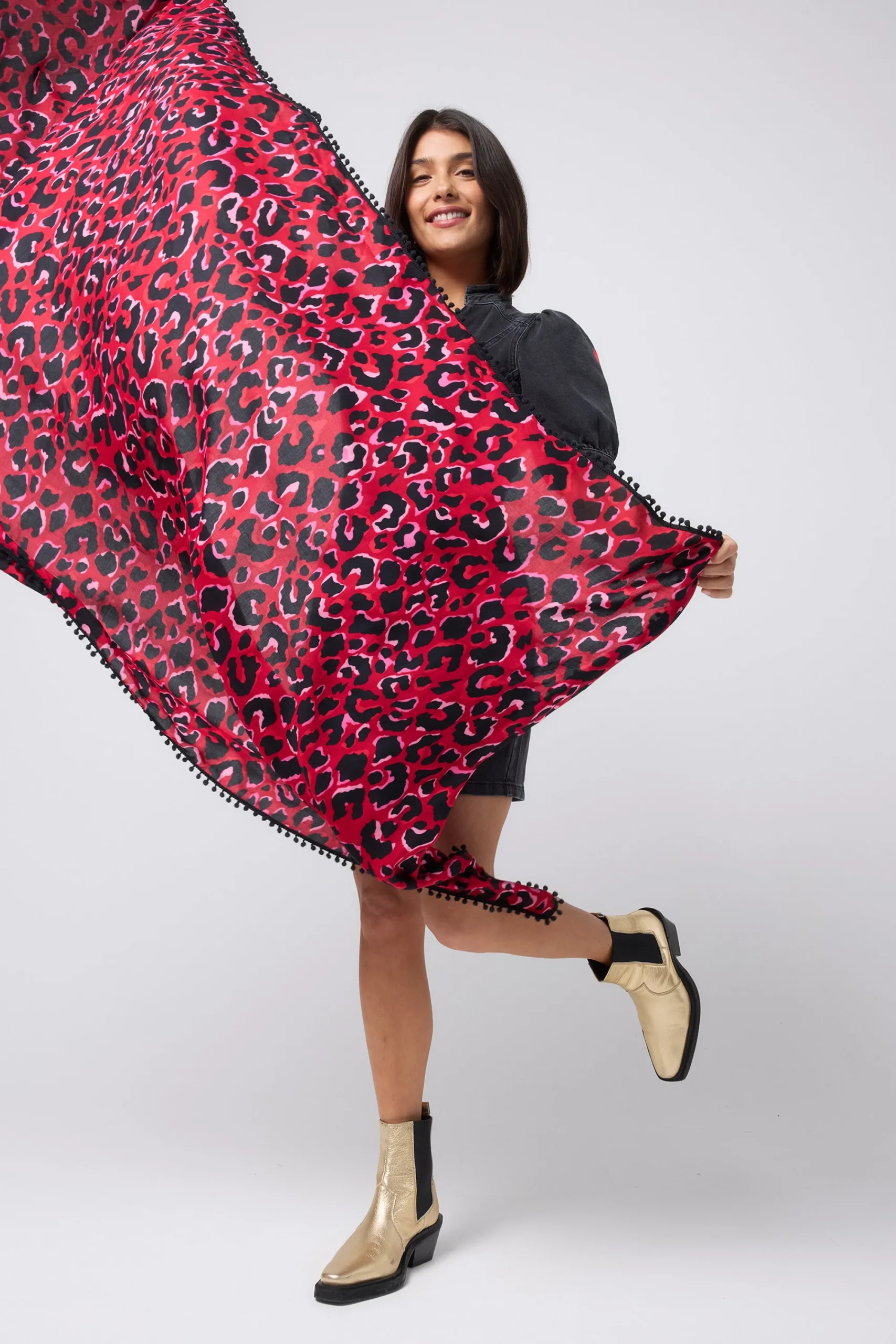 Women Scamp & Dude COMING SOON: Red with Pink and Black Pop Leopard Charity Super Scarf
