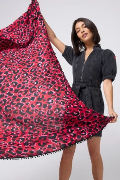 Women Scamp & Dude COMING SOON: Red with Pink and Black Pop Leopard Charity Super Scarf