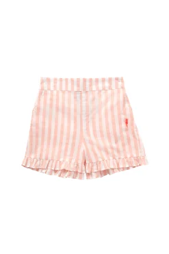 Women Scamp & Dude Coral and White Stripe Frill Hem Shorts