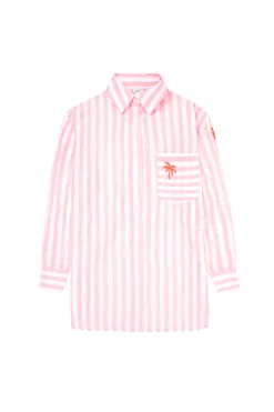 Women Scamp & Dude Coral and White Stripe Relaxed Shirt