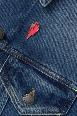 Women Scamp & Dude Coral Lightning Bolt Pin Badge