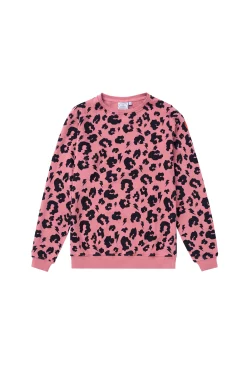 Women Scamp & Dude Coral with Black Leopard Classic Sweatshirt