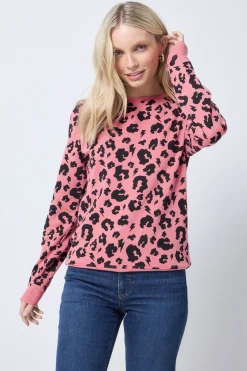 Women Scamp & Dude Coral with Black Leopard Classic Sweatshirt