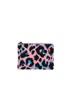 Women Scamp & Dude Coral with Turquoise and Black Shadow Leopard Small Swag Bag