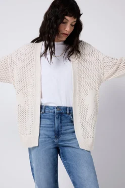 Women Scamp & Dude Cream Star and Lightning Bolt Knitted Crochet Cardigan