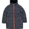 Women Scamp & Dude Dark Grey with Black Leopard Puffer Coat